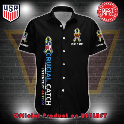 Washington Commanders NFL Crucial Catch Intercept Austism Custom Name Hawaii Shirt And Short