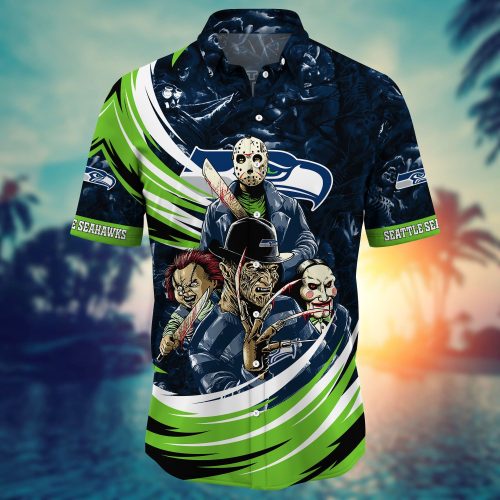 Seattle Seahawks NFL Halloween Horror Movies Hawaiian Shirts