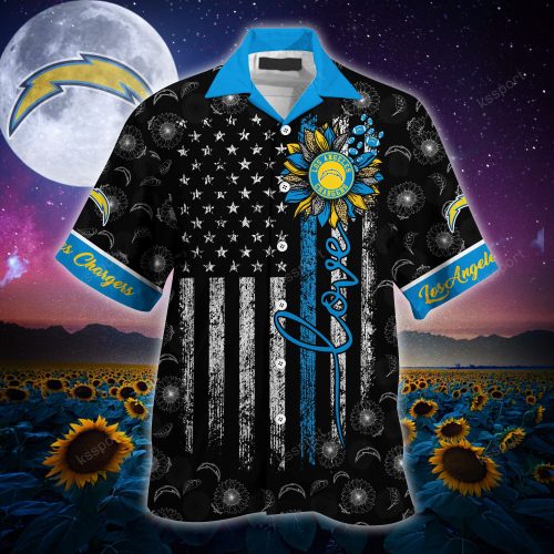 Los Angeles Chargers NFLHawaii Shirt Sunflower Custom Your Nickname,Kids Name Best Gift For Mother Day,Father Day  Gift
