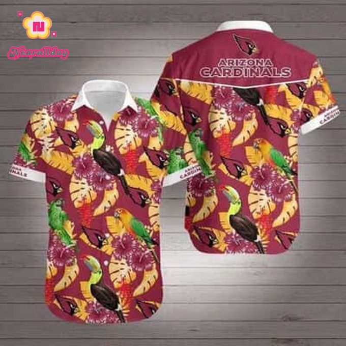 Aloha NFL Arizona Cardinals Hawaiian Shirt Tropical Bird Pattern Trendy Summer Gift