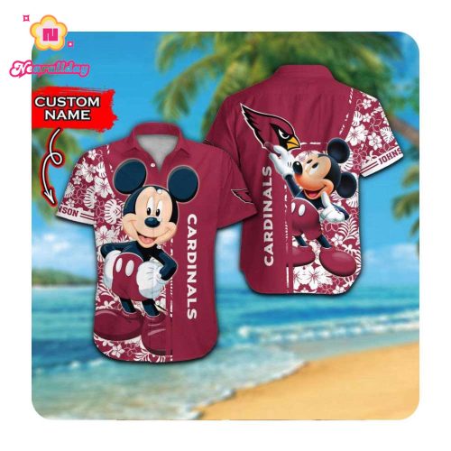 Arizona Cardinals And Mickey Mouse Custom Name Hawaii Shirt Summer Button Up Shirt For Men Women