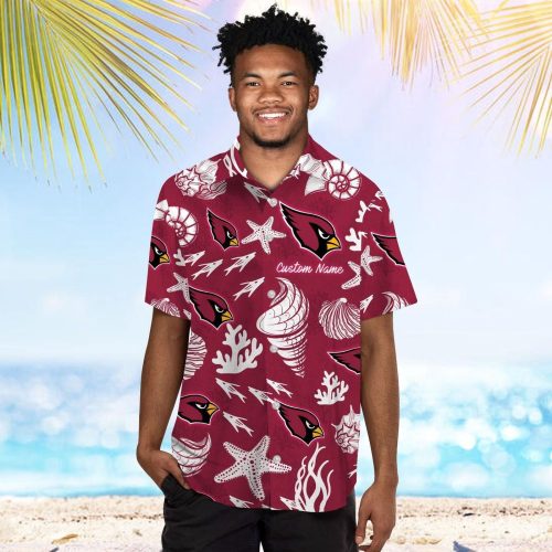 Arizona Cardinals Name Personalized Short Sleeve Button Up Tropical Aloha Hawaiian Shirt Set for Men Women Kids
