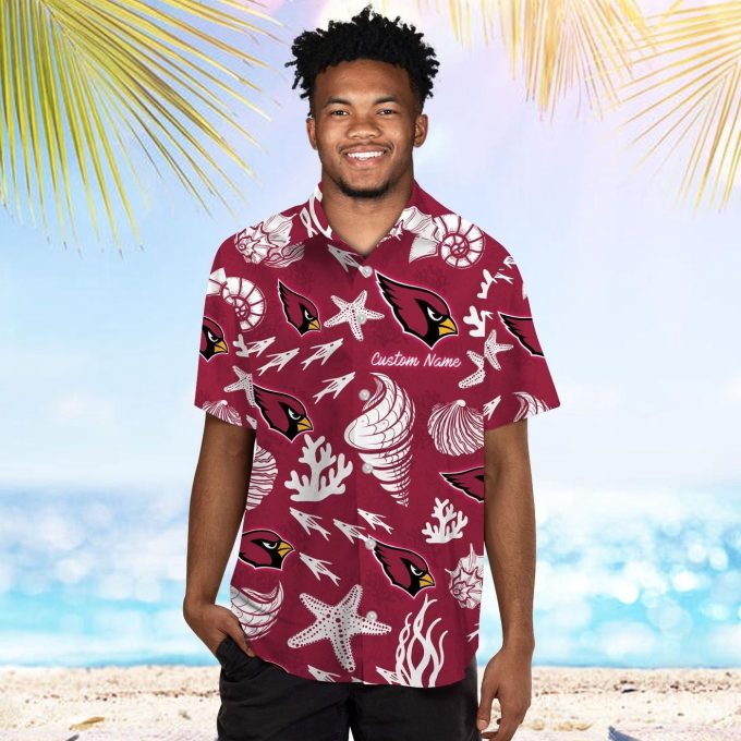 Arizona Cardinals Name Personalized Short Sleeve Button Up Tropical Aloha Hawaiian Shirt Set for Men Women Kids