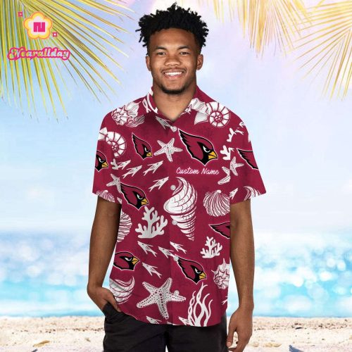 Arizona Cardinals Name Personalized Short Sleeve Button Up Tropical Aloha Hawaiian Shirt Set for Men Women Kids