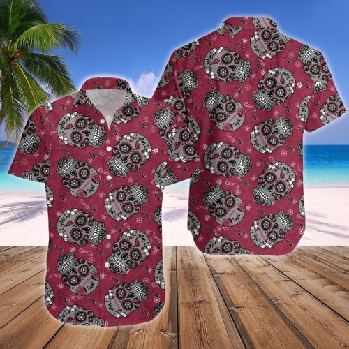 Arizona Cardinals NFL SKull Hawaiian Shirt And Short