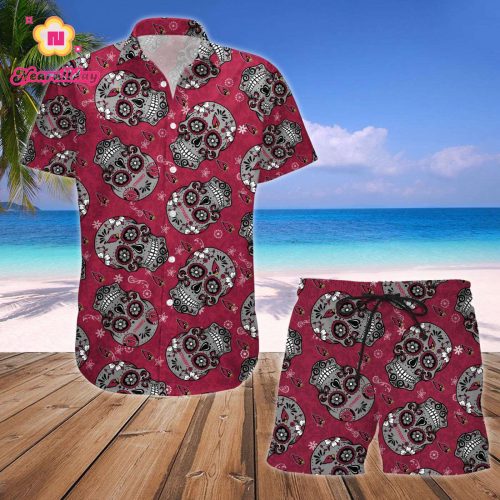 Arizona Cardinals NFL SKull Hawaiian Shirt And Short