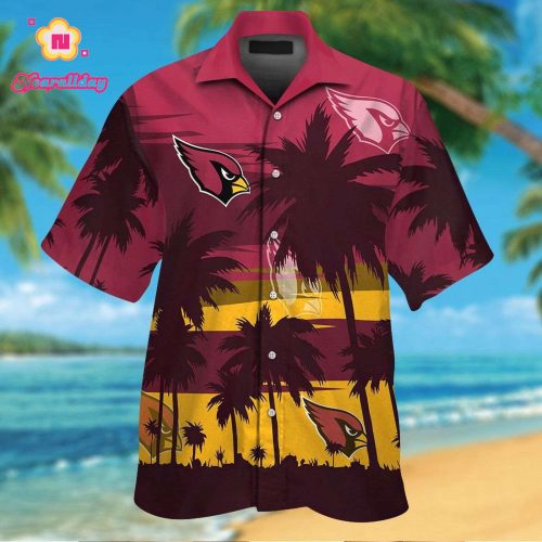 Arizona Cardinals Short Sleeve Button Up Tropical Aloha Hawaiian Shirt Set for Men Women Kids Gift