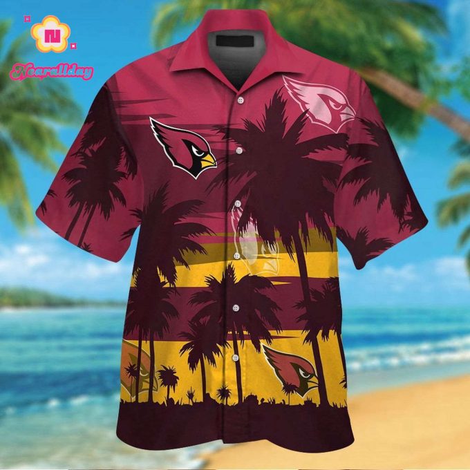 Arizona Cardinals Short Sleeve Button Up Tropical Aloha Hawaiian Shirt Set for Men Women Kids Gift