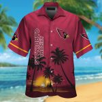 Arizona Cardinals Short Sleeve Button Up Tropical Aloha Hawaiian Shirt Set for Men Women Kids Gift