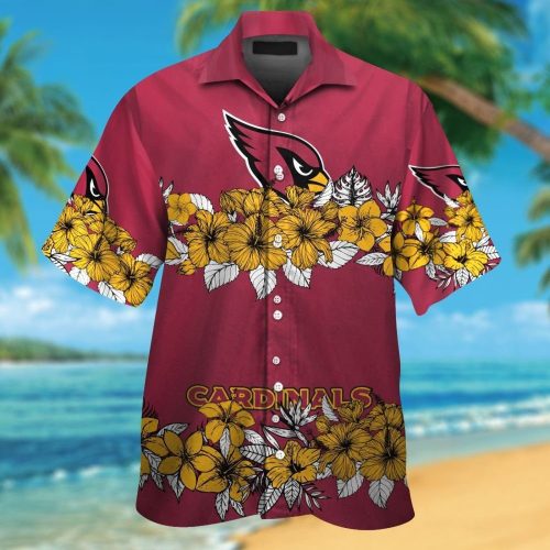 Arizona Cardinals Short Sleeve Button Up Tropical Aloha Hawaiian Shirt Set for Men Women Kids Gift
