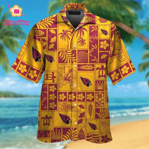 Arizona Cardinals Short Sleeve Button Up Tropical Aloha Hawaiian Shirt Set for Men Women Kids Gift