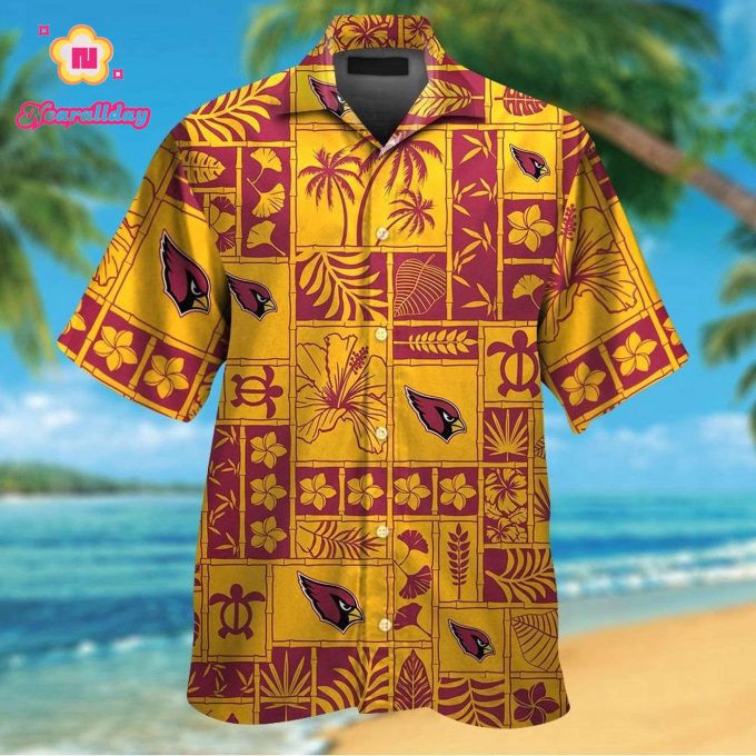 Arizona Cardinals Short Sleeve Button Up Tropical Aloha Hawaiian Shirt Set for Men Women Kids Gift