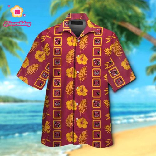 Arizona Cardinals Short Sleeve Button Up Tropical Aloha Hawaiian Shirt Set for Men Women Kids Gift