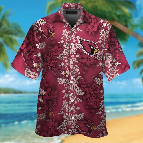 Arizona Cardinals Short Sleeve Button Up Tropical Aloha Hawaiian Shirt Set for Men Women Kids Gift