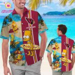 Arizona Cardinals Simpsons Name Personalized Short Sleeve Button Up Tropical Aloha Hawaiian Shirt Set for Men Women Kids