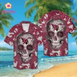 Arizona Cardinals Sugarskull Short Sleeve Button Up Tropical Aloha Hawaiian Shirt Set for Men Women Kids