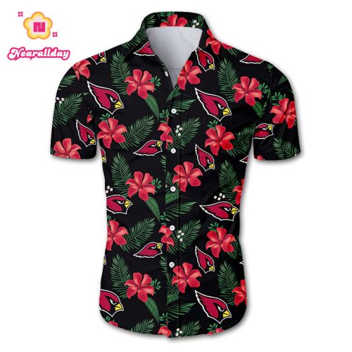 Arizona cardinals tropical flower Hawaiian Beach Shirt