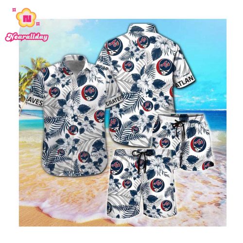 Atlanta Braves and Grateful Dead Hawaiian Summer Button-Up Shirt for Men and Women