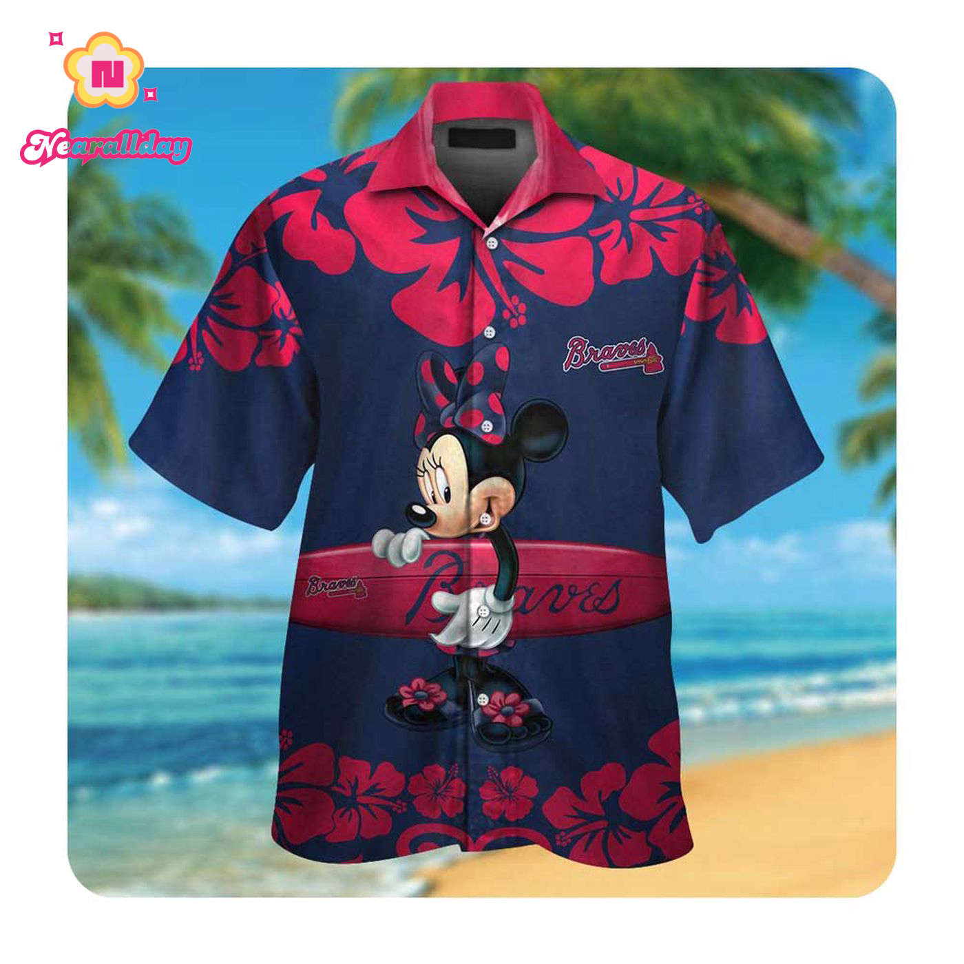 Atlanta Braves Minnie Mouse Hawaii Shirt Summer Button Up for Men & Women Atlanta Braves Minnie Mouse Hawaii Shirt Summer Button Up for Men & Women