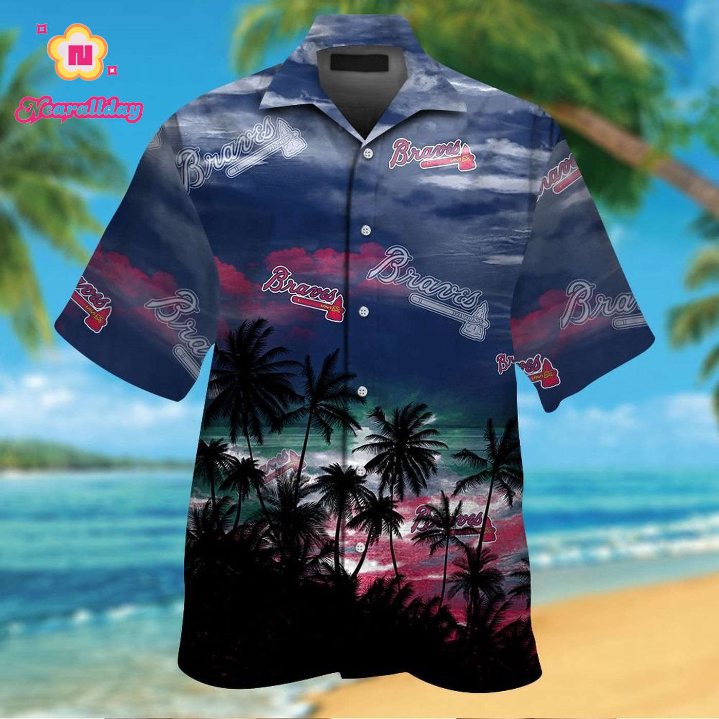 Atlanta Braves Tropical Aloha Hawaiian Shirt Set – Short Sleeve Button Up for Men Women Kids MTE04 Atlanta Braves Tropical Aloha Hawaiian Shirt Set – Short Sleeve Button Up for Men Women Kids MTE04