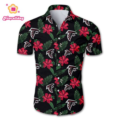 Atlanta falcons tropical flower Hawaiian Beach Shirt
