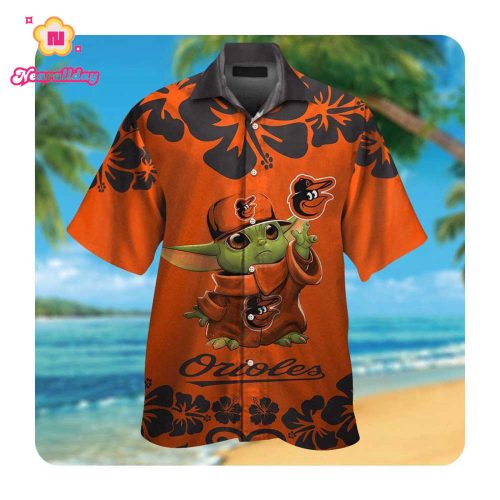 Official Baltimore Orioles Baby Yoda Hawaiian Shirt – Unisex Summer Button Up