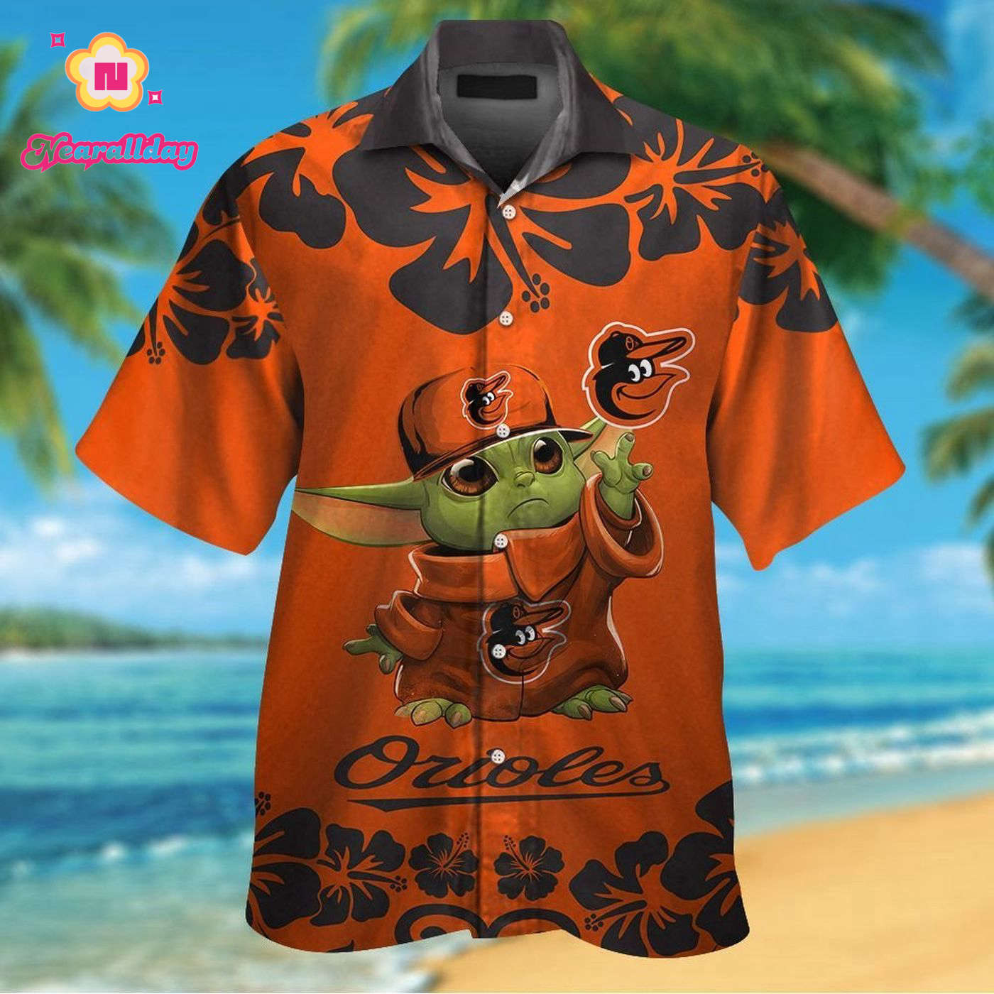 Official Baltimore Orioles Baby Yoda Hawaiian Shirt – Short Sleeve Button Up Aloha Style Official Baltimore Orioles Baby Yoda Hawaiian Shirt – Short Sleeve Button Up Aloha Style