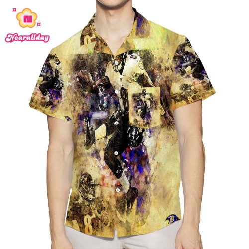Baltimore Ravens Lamar Jackson 8 v4 3D All Over Print Summer Beach Hawaiian Shirt With Pocket