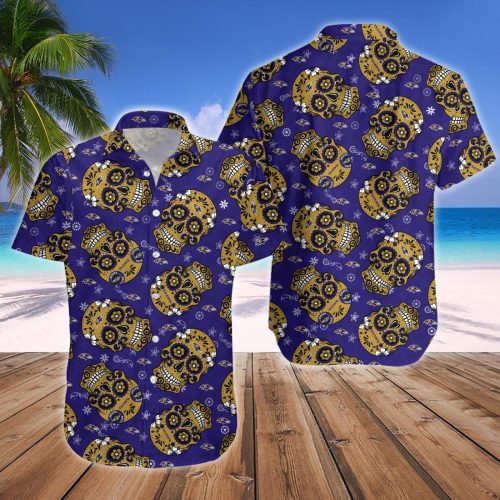 Baltimore Ravens NFL SKull Hawaiian Shirt And Short