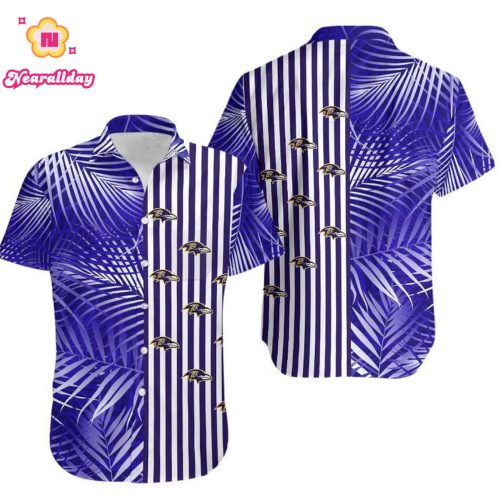 Baltimore Ravens Palm Leaves And Stripes NFL Gift For Fan Hawaii Shirt