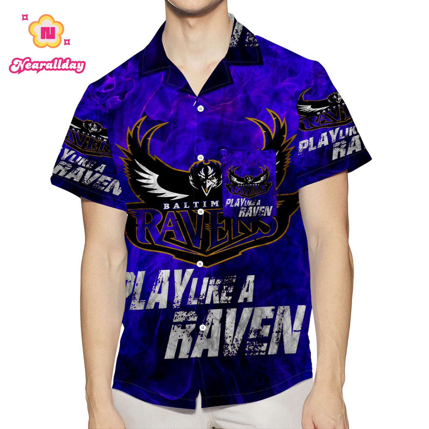 Baltimore Ravens Play Like A Raven 3D All Over Print Summer Beach Hawaiian Shirt With Pocket Baltimore Ravens Play Like A Raven 3D All Over Print Summer Beach Hawaiian Shirt With Pocket