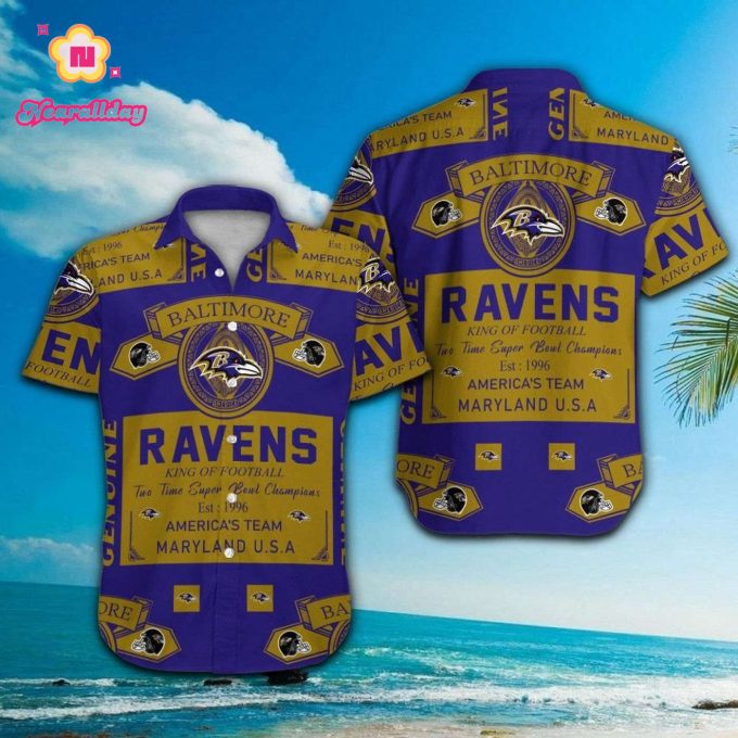 Baltimore Ravens Short Sleeve Button Up Tropical Aloha Hawaiian Shirt Set for Men Women Kids Gift