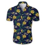Baltimore ravens tropical flower Hawaiian Shirt
