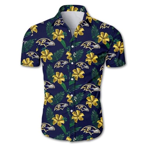 Baltimore ravens tropical flower Hawaiian Shirt