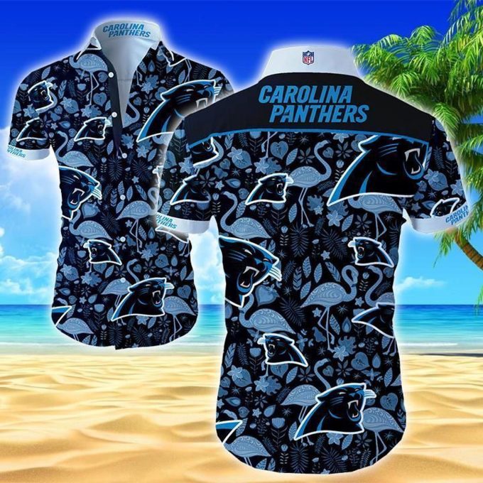Beach Shirt Carolina Panthers Hawaiian Shirt Set for Men Women Kids