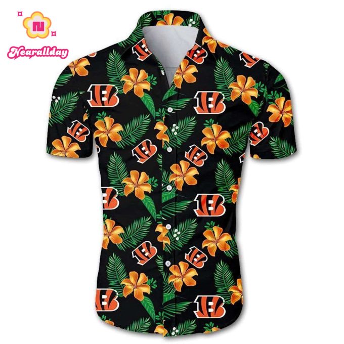 Beach Shirt Cincinnati Bengals Hawaiian Shirt Floral Button Up Slim Fit Body