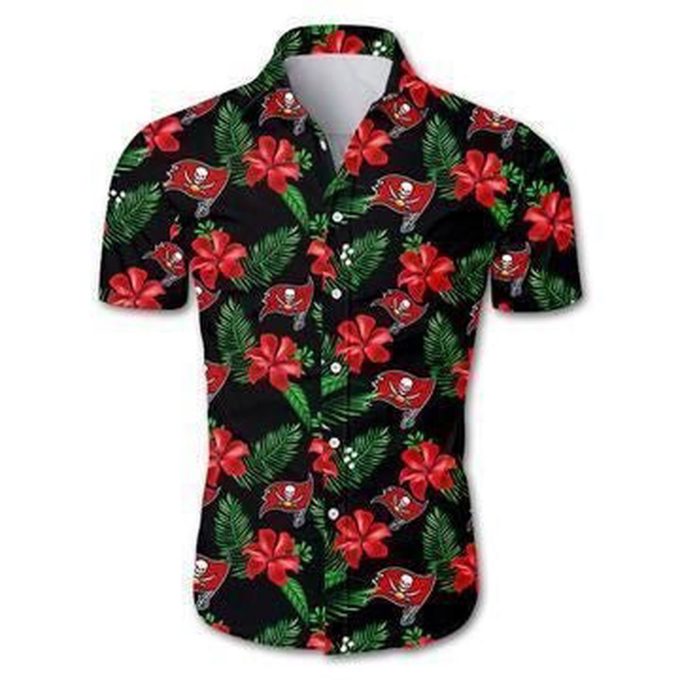 Beach Shirt Tampa Bay Buccaneers Hawaiian All over print Shirt Floral Button Up Slim Fit Body NFL