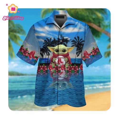 Boston Red Sox and Baby Yoda Hawaii Shirt - Summer Button Up for Men and Women
