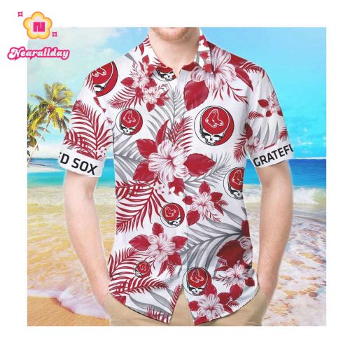 Grateful Dead x Boston Red Sox Hawaiian Button Up Shirt - Summer Men s Women s Style