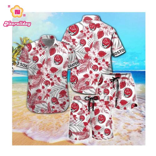 Boston Red Sox and Kiss Hawaii Summer Button Up Shirt - Men Women