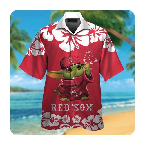 Official Boston Red Sox Baby Yoda Hawaii Summer Button Up Shirt – Men s Women s