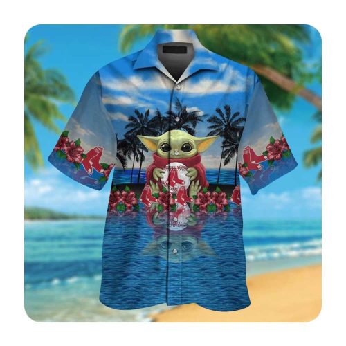 Boston Red Sox Baby Yoda Hawaiian Shirt – MLB Short Sleeve Button Up Aloha Style