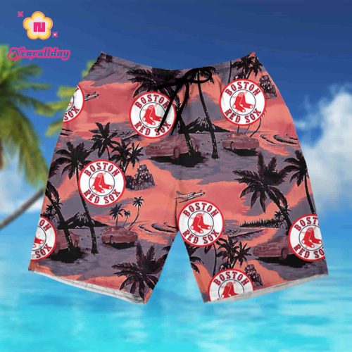 Men s Boston Red Sox MLB Tommy Bahama Hawaiian Summer Shirt - Officially Licensed Team Apparel