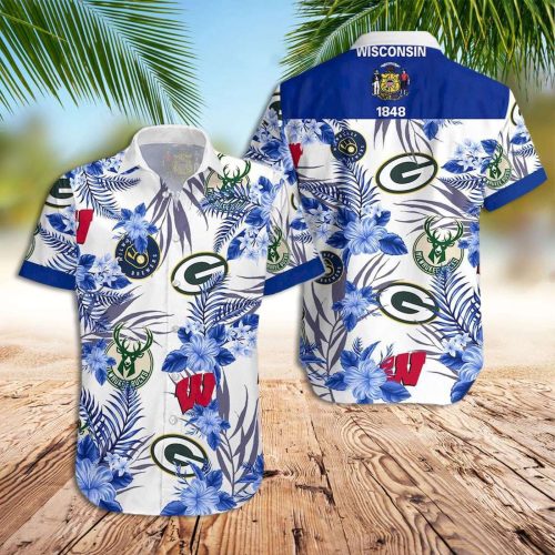 Brewers Hawaiian Shirt Wisconsin Badgers Green Bay Packers Brewers Hawaiian Shirt