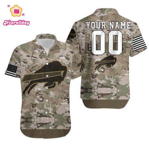 Buffalo Bills Camo Pattern 3D Personalized Hawaiian Shirt