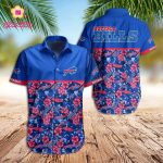 Buffalo Bills Hawaiian Shirt Bills Pink Hibiscus Flowers Hawaiian Shirt