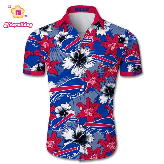 Buffalo Bills Hawaiian Shirt tropical flower beach