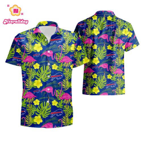 Buffalo Bills NFL Highlights Button Up Stork Leaf Hawaiian Shirt summer shirt