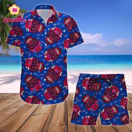 Buffalo Bills NFL SKull Hawaiian Shirt And Short