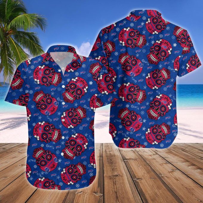 Buffalo Bills NFL SKull Hawaiian Shirt And Short